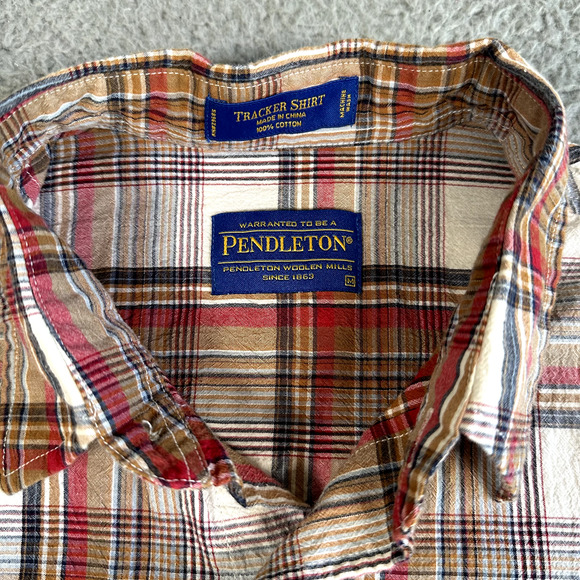 Pendleton Shirt Men's Medium Multicolored Plaid Trucker Button Up‎ Cotton - Picture 4 of 9